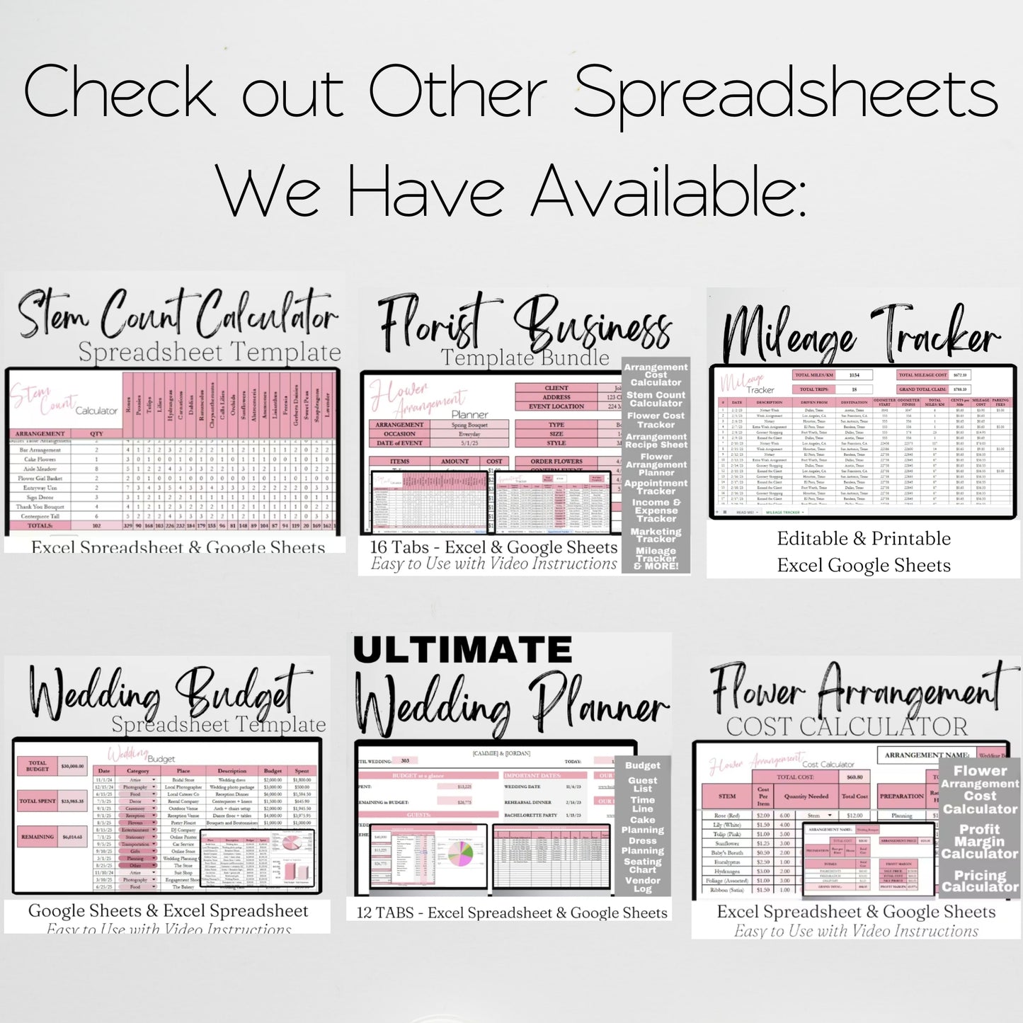 Flower Arrangement Planner Template Google Sheets and Excel Spreadsheet