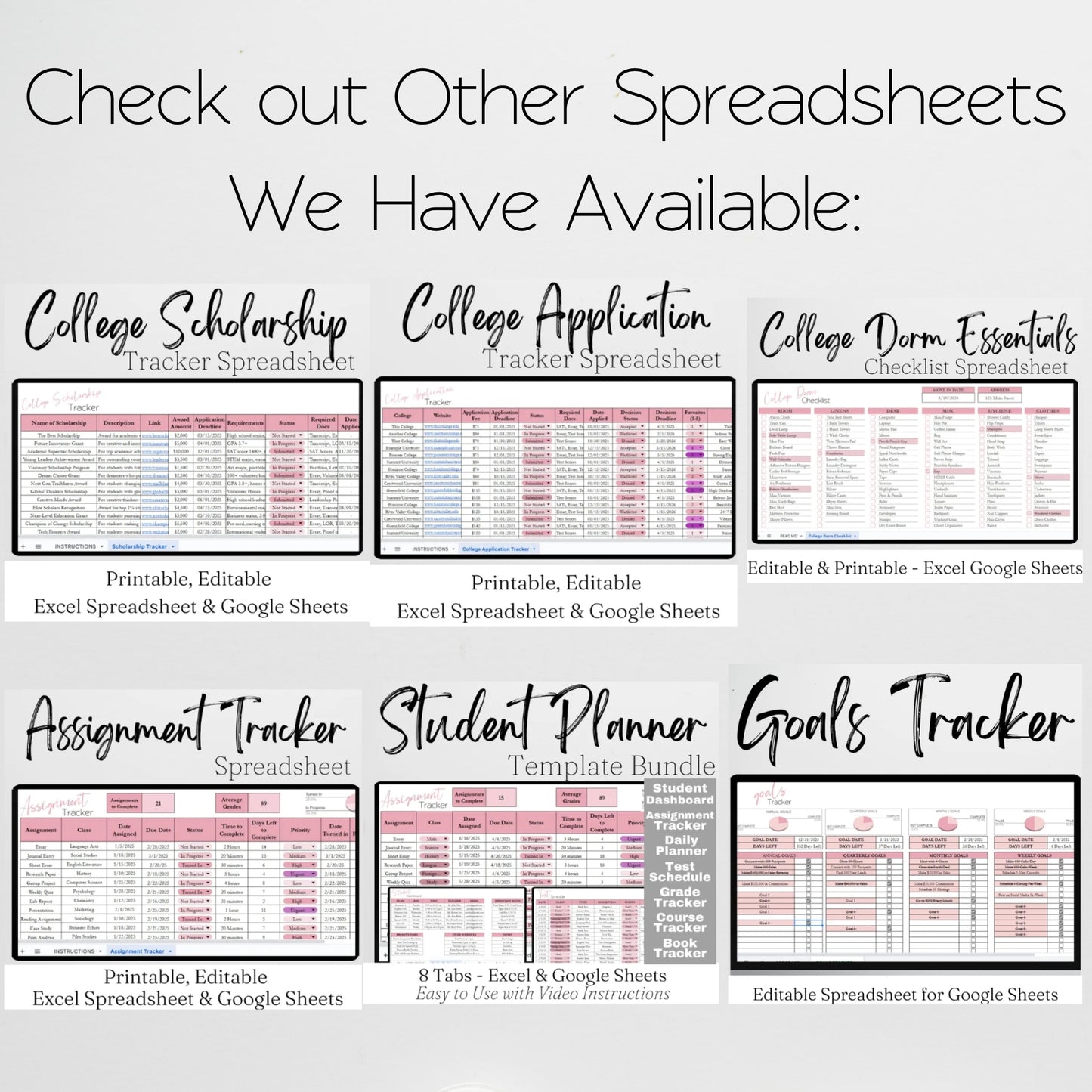 College Planning Checklist Template for Google Sheets and Excel Spreadsheet