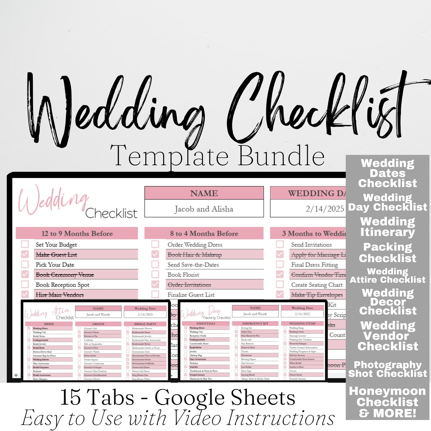Wedding Checklist Template Google Sheets and Excel Spreadsheet