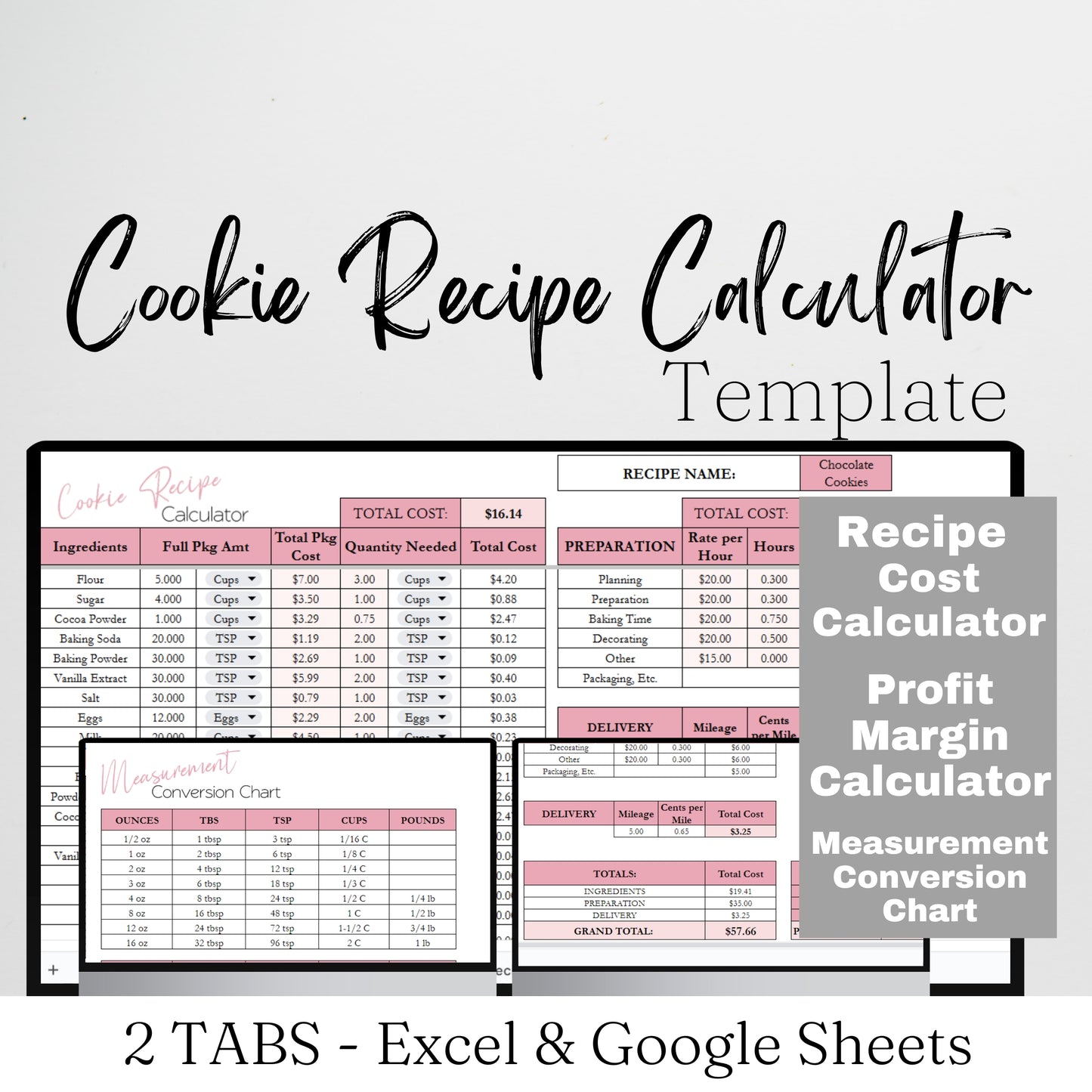Cookie Recipe Calculator Template Google Sheet and Excel Spreadsheet