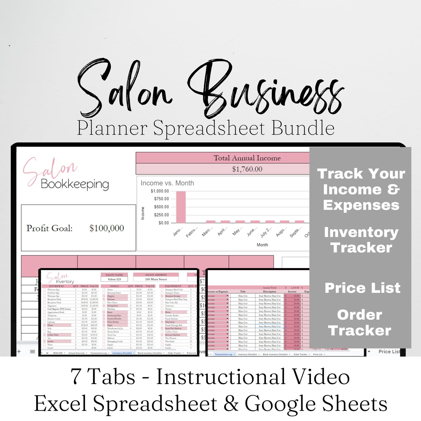 Salon Business Planner Bundle Google Sheet and Excel Spreadsheet