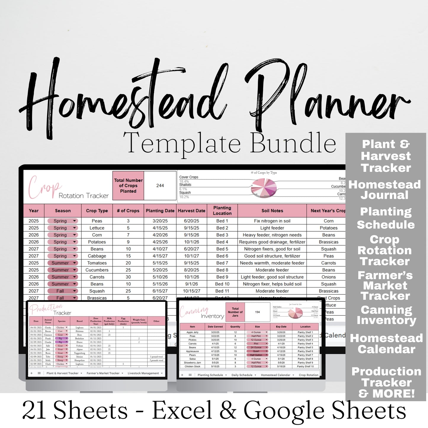 Homestead Planner Template Google Sheet and Excel Spreadsheet