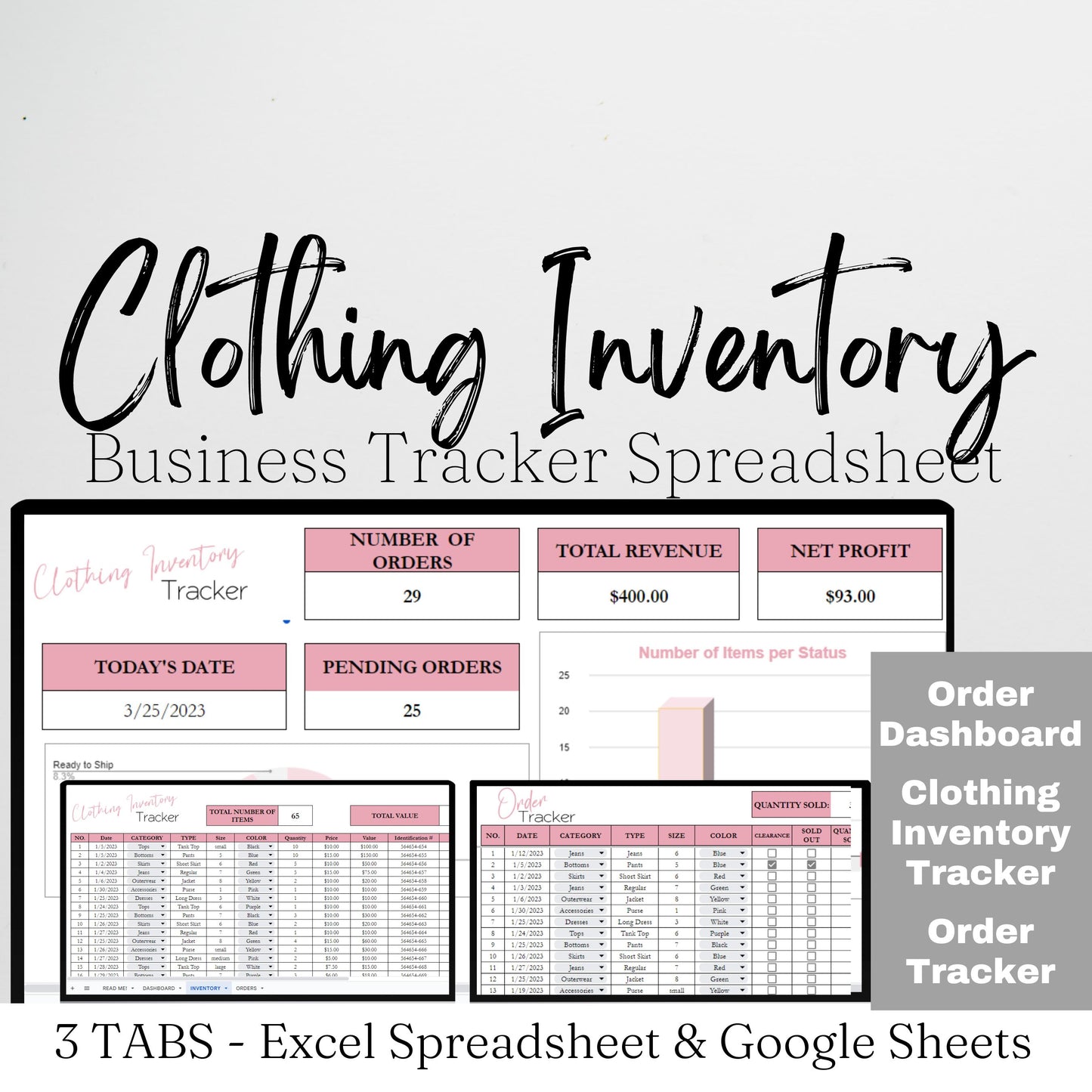 Clothing Inventory Tracker Google Sheet