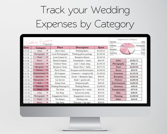 Wedding Expense Tracker Google Sheets and Excel Spreadsheet Template - Budget Planner for Brides & Wedding Planners