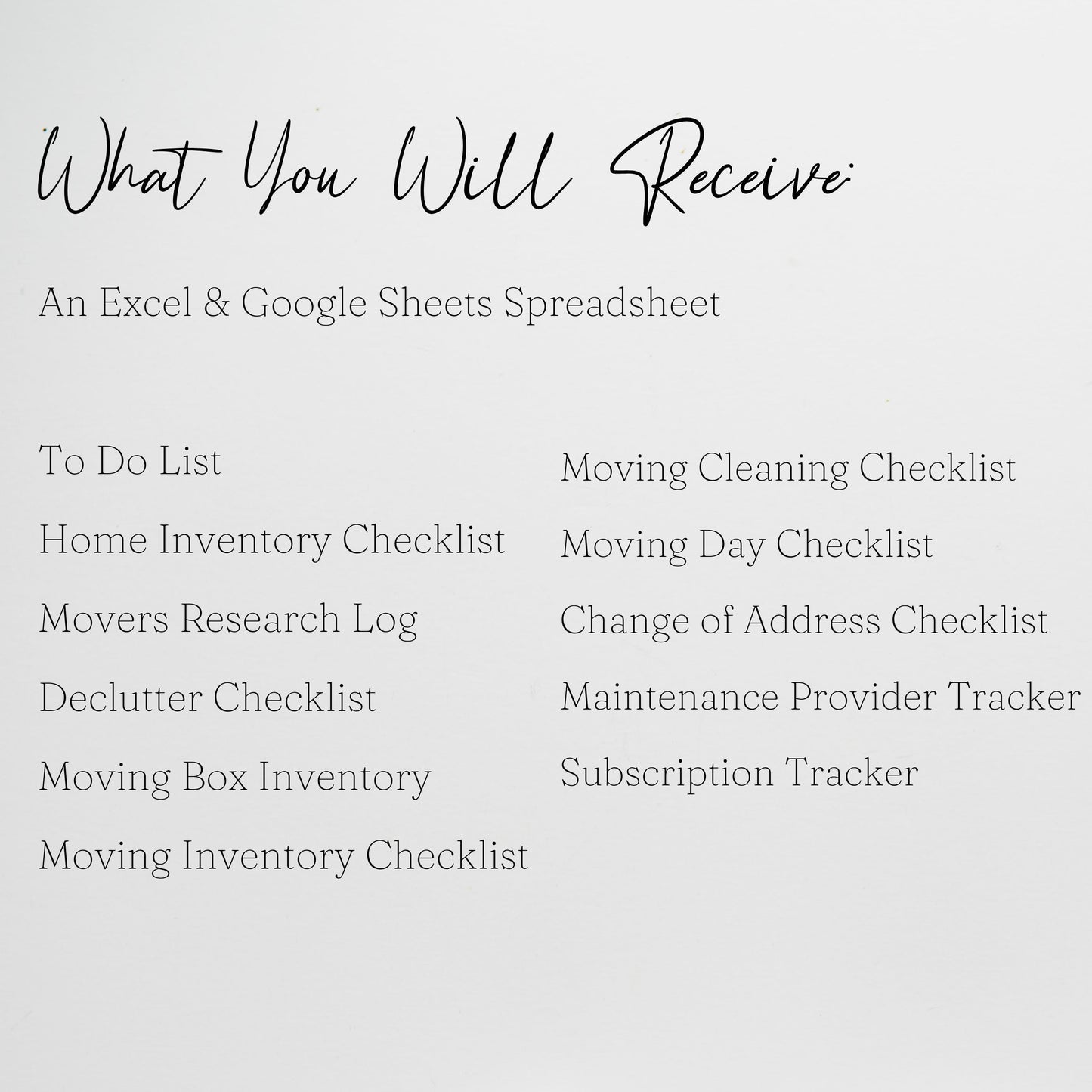 Home Moving Planner Bundle Google Sheet and Excel Spreadsheet