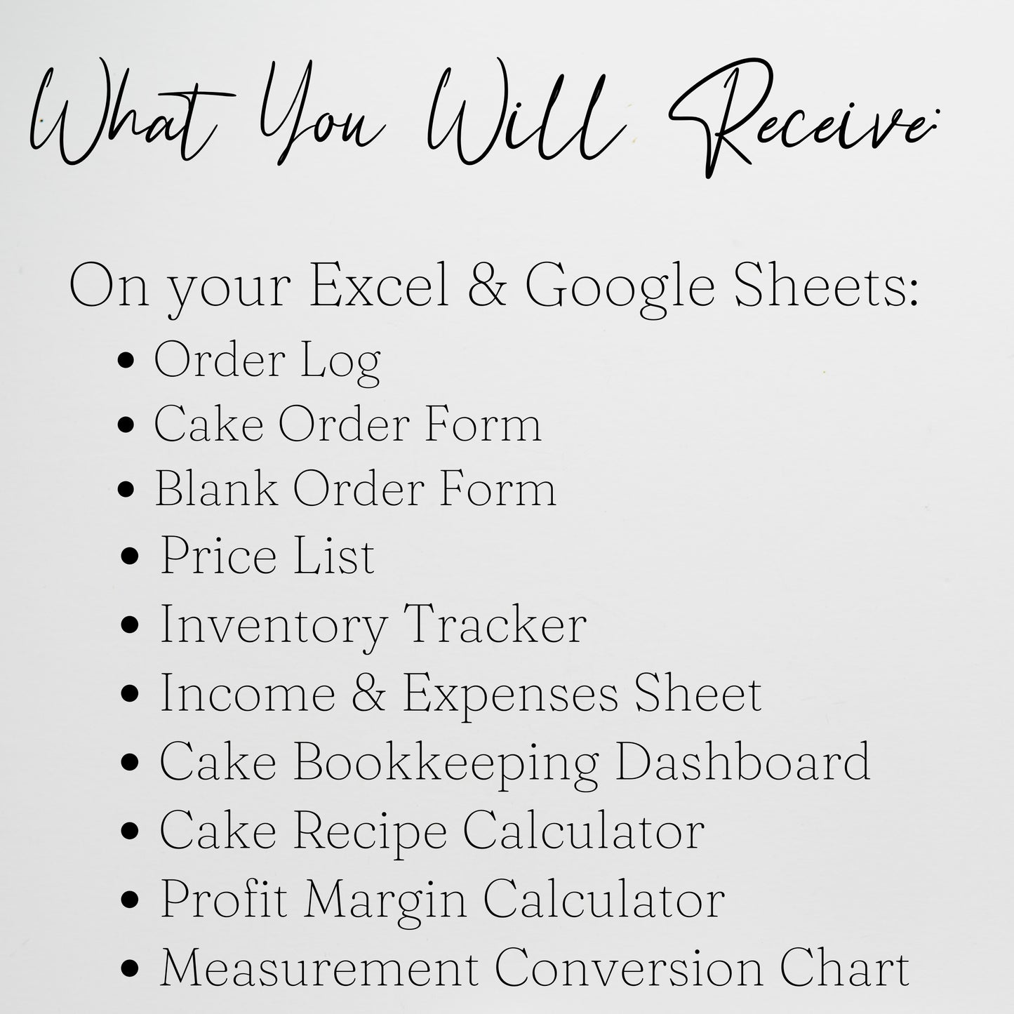 Cake Business Template Bundle Google Sheet and Excel Spreadsheet