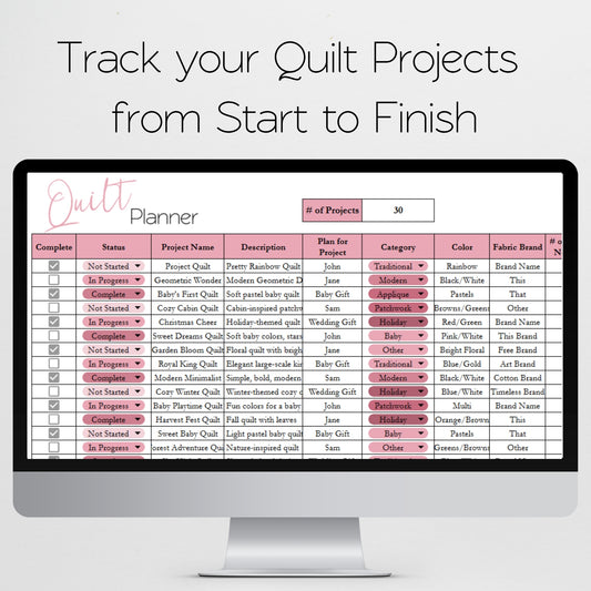 Quilt Planner Template Google Sheet and Excel Spreadsheet