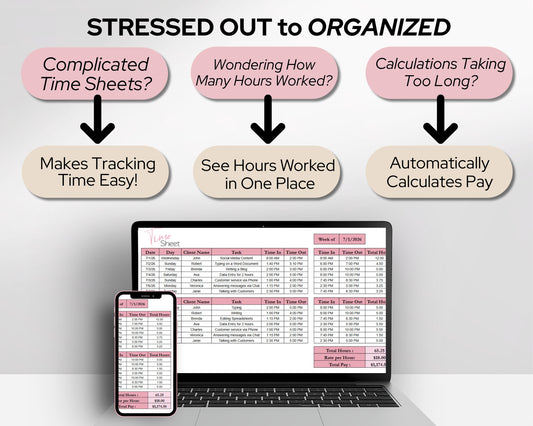Timesheet Calculator Spreadsheet Template Google Sheets and Excel | Employee Hours Tracker | Pay Calculator