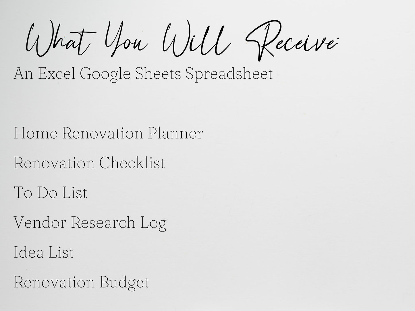 Home Renovation Planner Spreadsheet Bundle for Google Sheets and Excel Spreadsheets