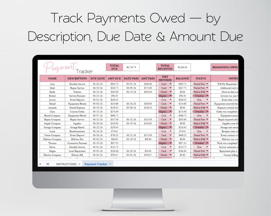 Payment Tracker Template Google Sheets Excel Spreadsheet