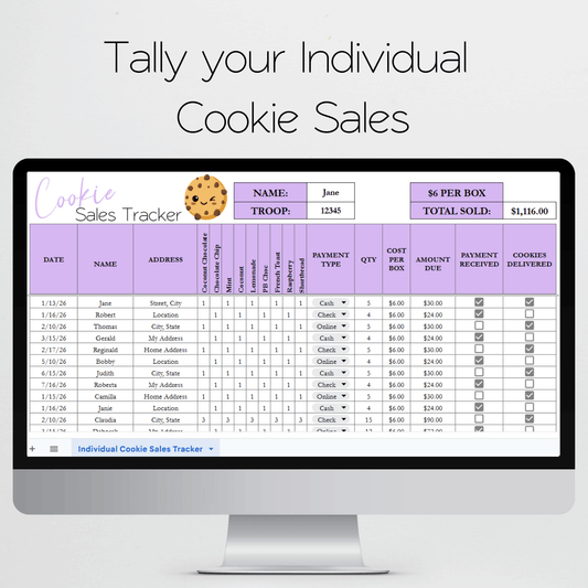 Cookie Sales Tracker Template Google Sheets and Excel Spreadsheet