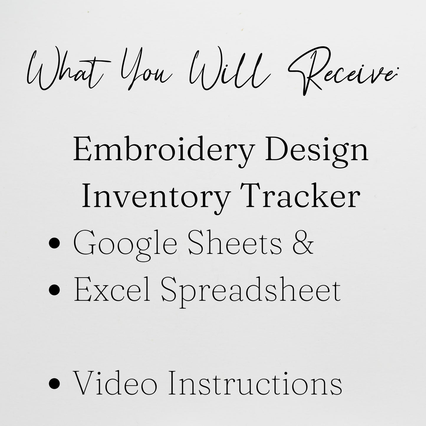 Embroidery Design Inventory Tracker Google Sheets Template and Excel Spreadsheet