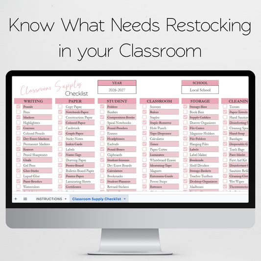 Classroom Supply Checklist Template & Teacher Organizer | Digital Inventory Tracker | Google Sheets & Excel Back to School Organization Template