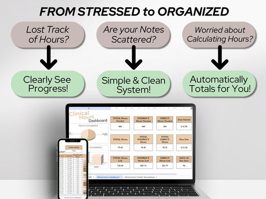 Clinical Hours Tracking Sheet: (Google Sheets & Excel Template) - A Simple Spreadsheet, Stay Organized While in School
