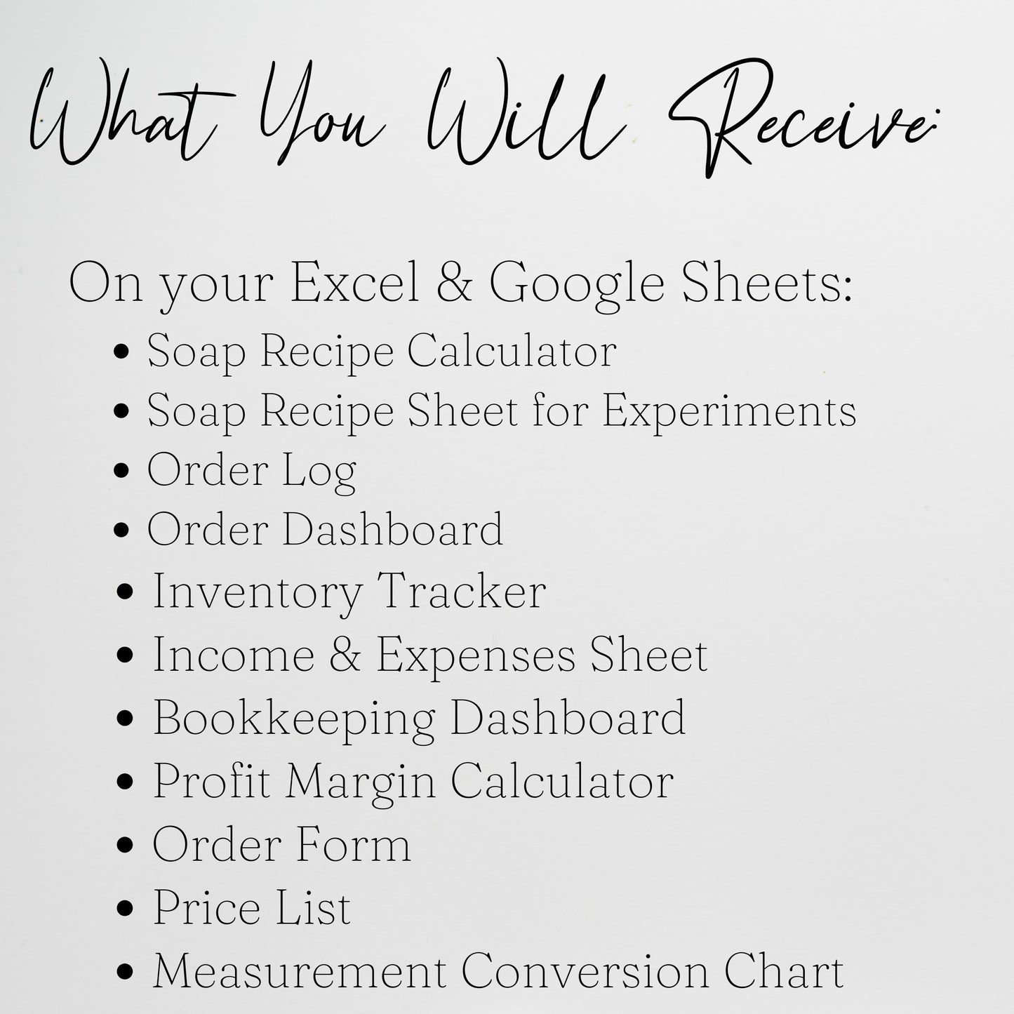 Soap Making Business Template Bundle Google Sheet and Excel Spreadsheet