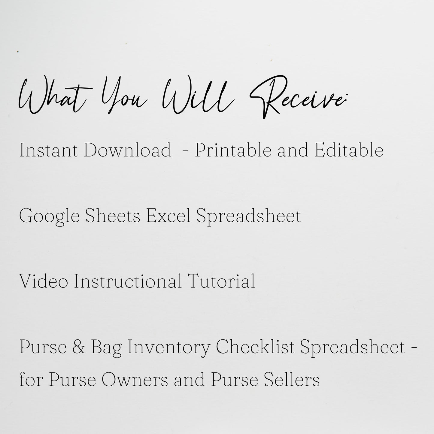 Purse Inventory Tracker Google Sheets