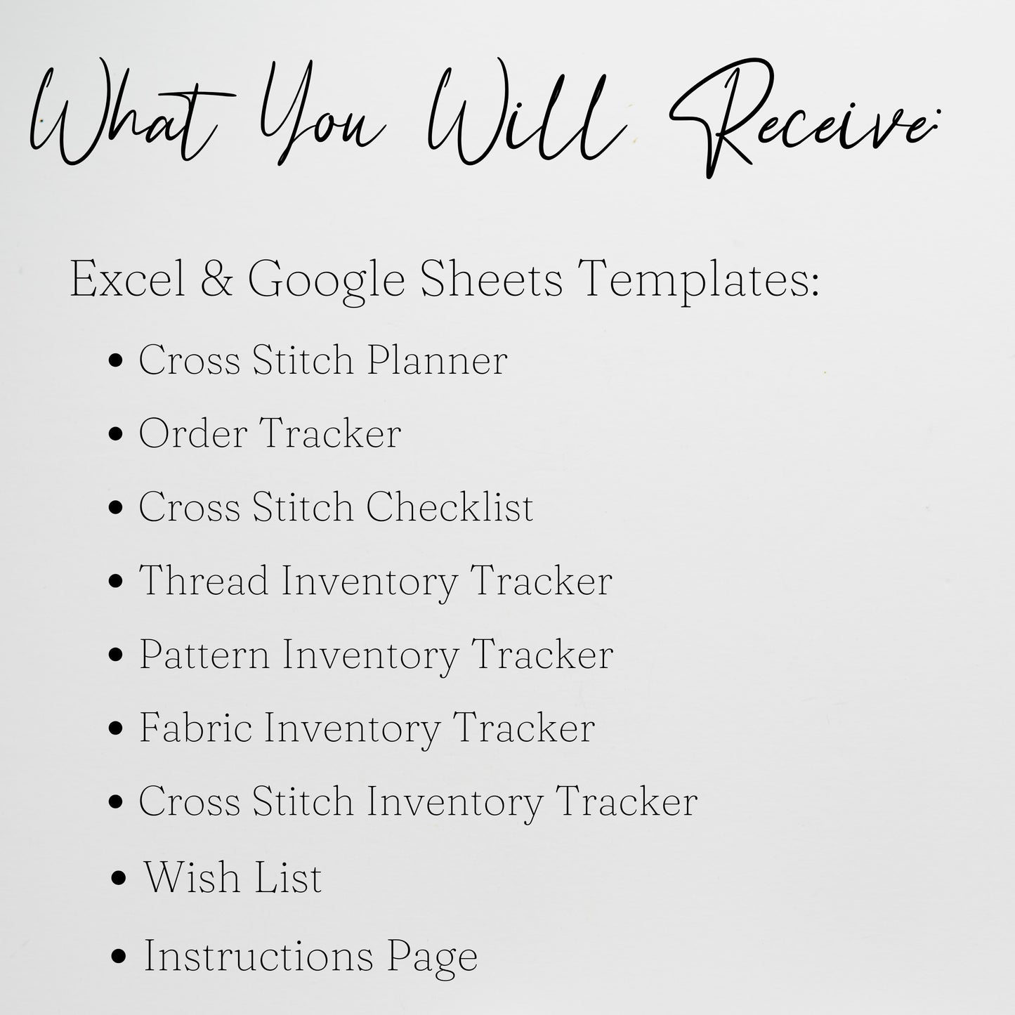 Cross Stitch Planner Template Google Sheet and Excel Spreadsheet