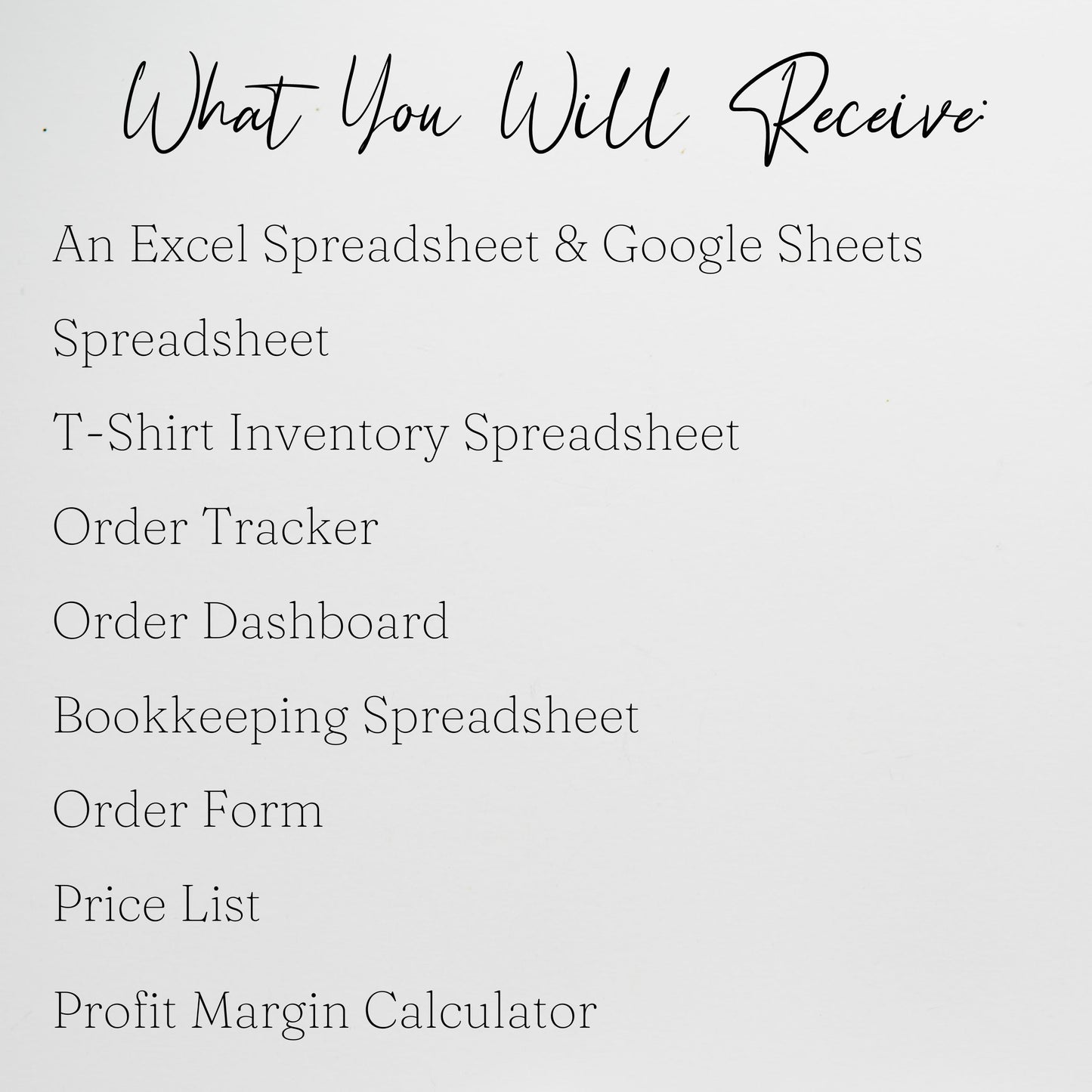 Tshirt Business Bundle Google Sheet and Excel Spreadsheet