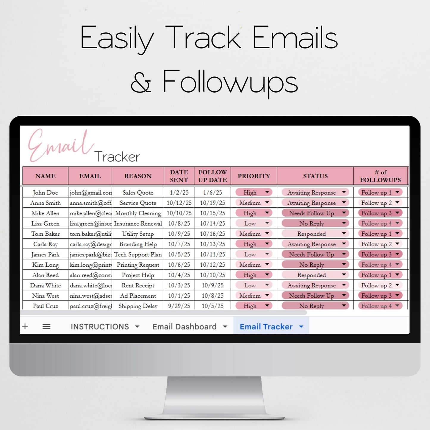 Email Tracker Spreadsheet Template Google Sheets and Excel Spreadsheet