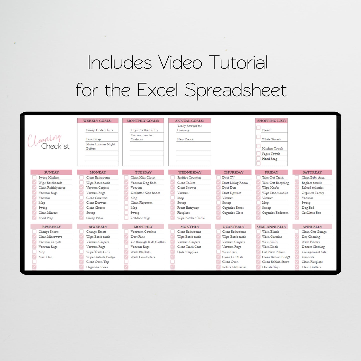Moving Cleaning Checklist Google Sheet and Excel Spreadsheet