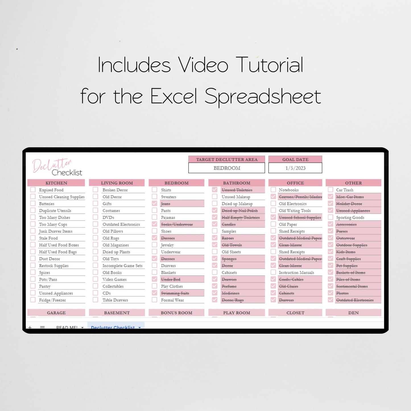 Declutter Checklist Google Sheet