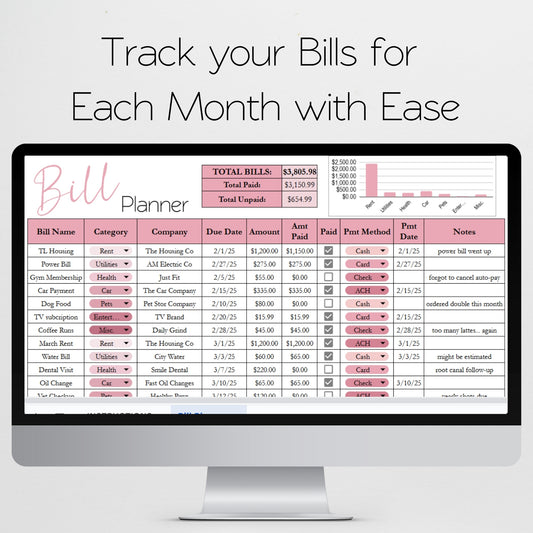 Bill Planner Template for Google Sheets and Excel Spreadsheet