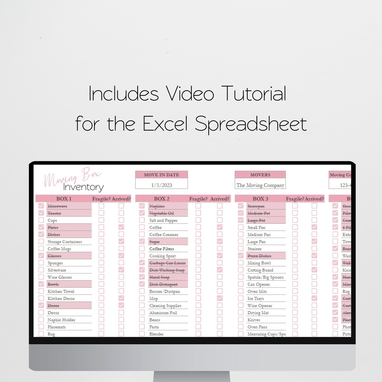 Home Moving Planner Bundle Google Sheet and Excel Spreadsheet