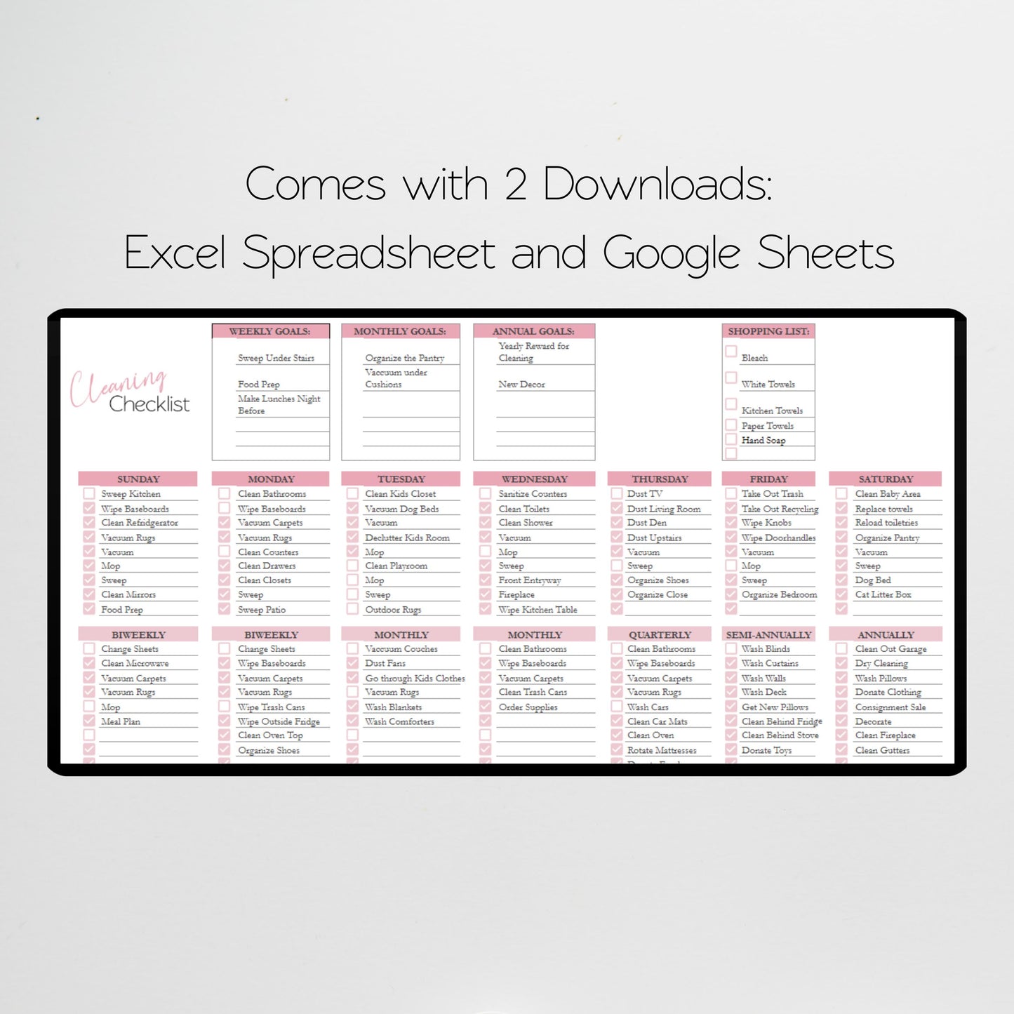 Moving Cleaning Checklist Google Sheet and Excel Spreadsheet