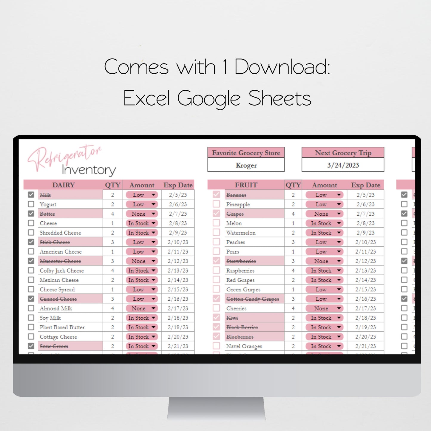 Food Inventory Checklist Bundle Google Sheet and Excel Spreadsheets