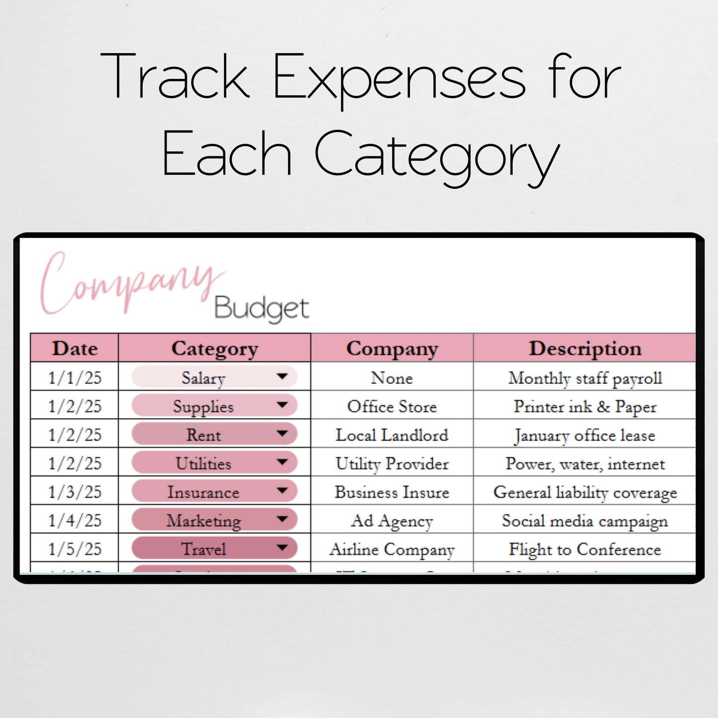 Company Budget Spreadsheet Template Google Sheets and Excel Spreadsheet - Small Business Budgeting