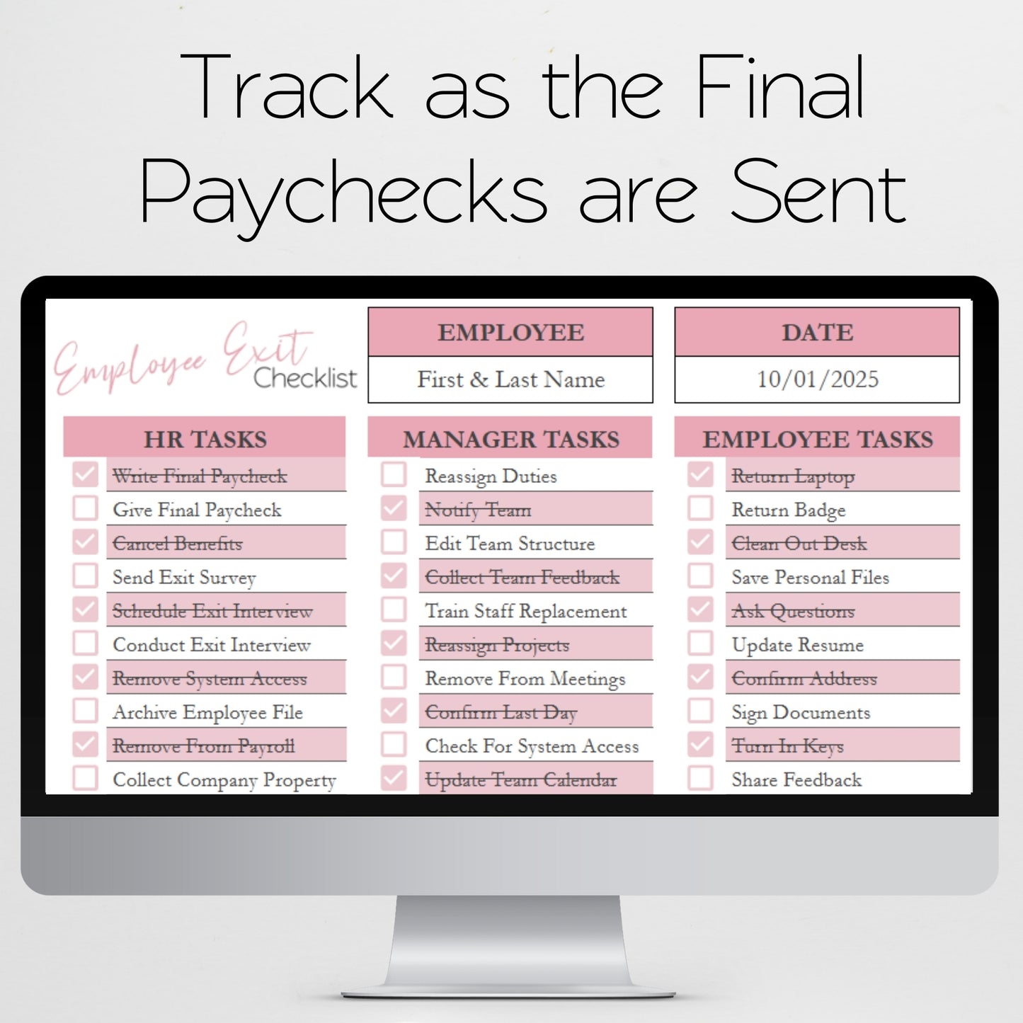 Employee Exit Checklist Template Google Sheets and Excel Spreadsheet
