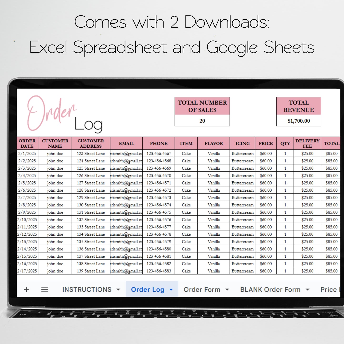 Cake Business Template Bundle Google Sheet and Excel Spreadsheet
