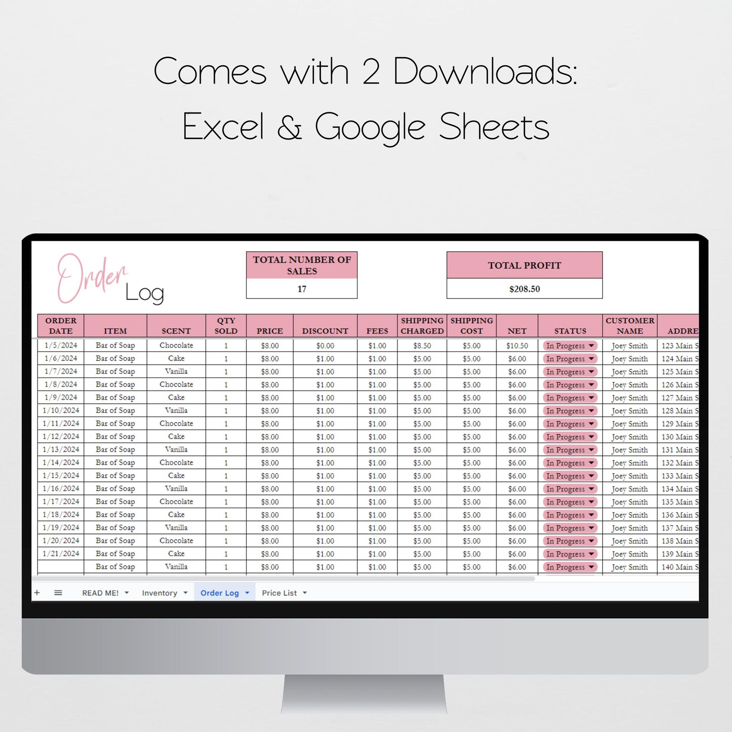 Soap Business Inventory Spreadsheet Google Sheets