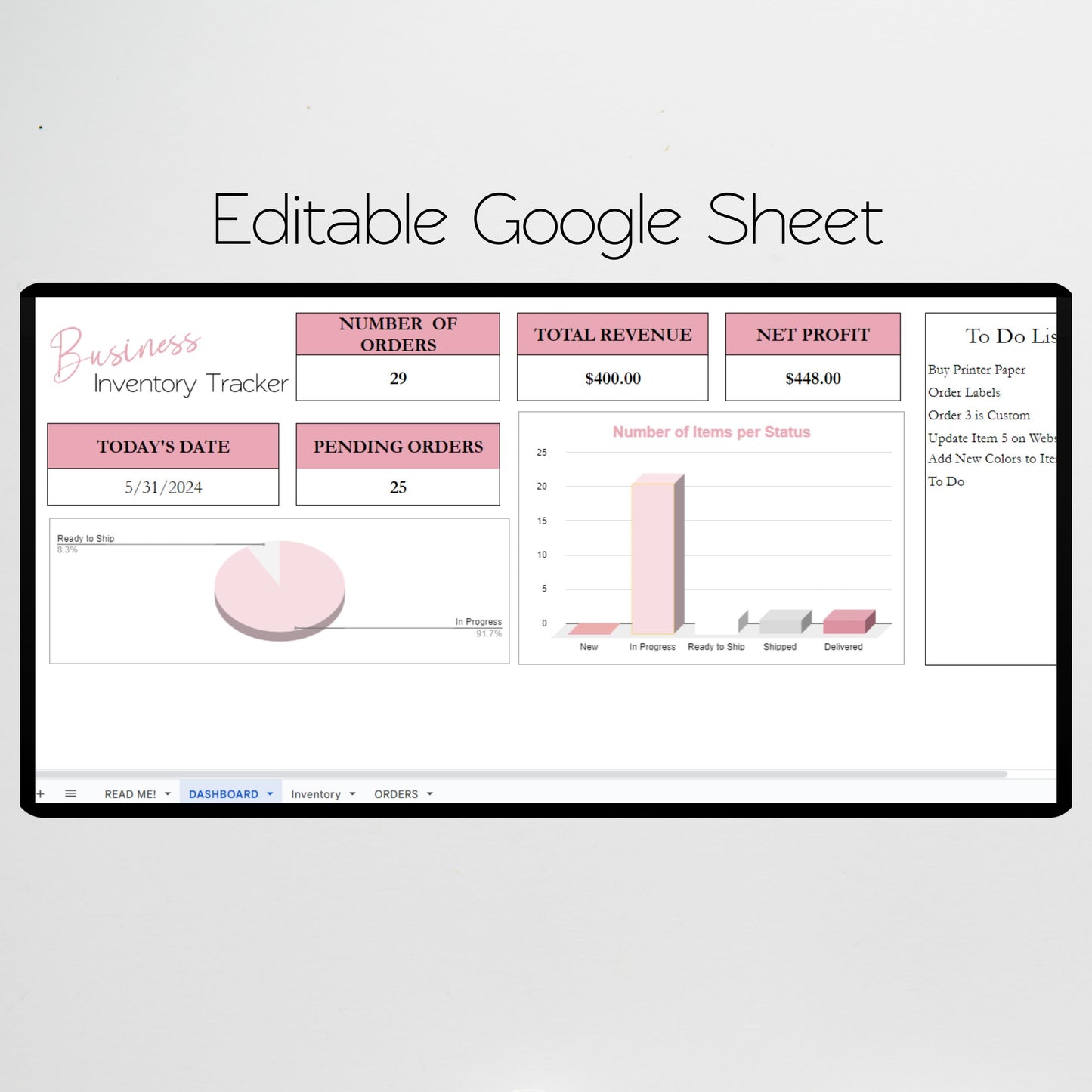 Business Inventory Tracker Google Sheets