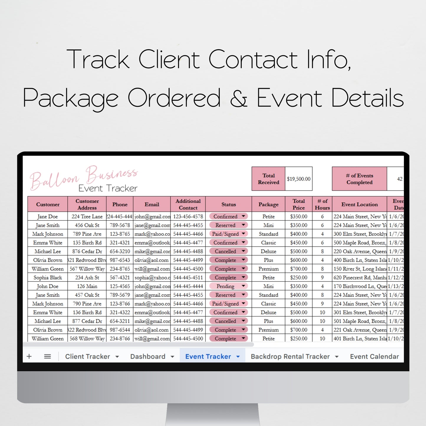 Balloon Business Template Bundle Google Sheet and Excel Spreadsheet