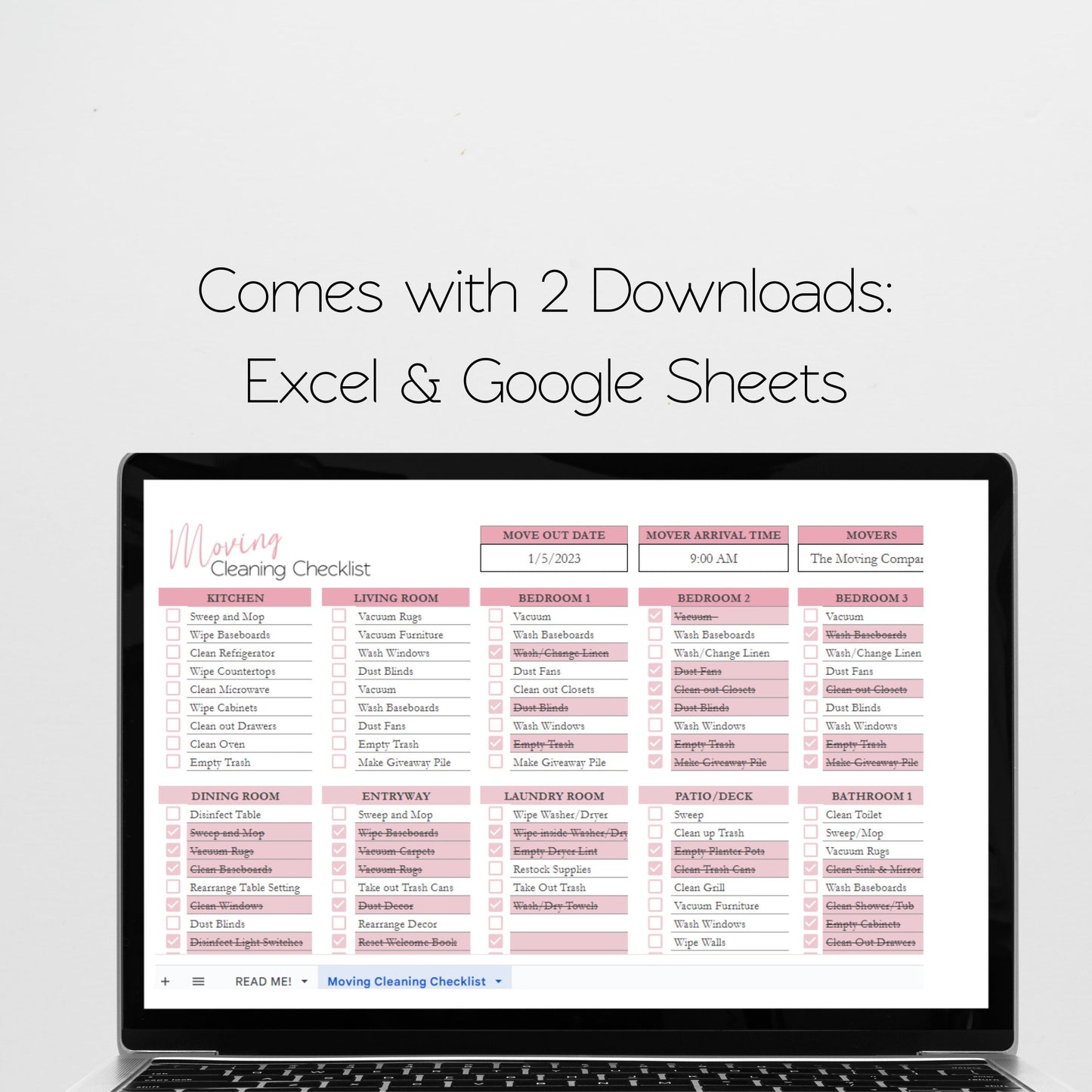 Home Moving Planner Bundle Google Sheet and Excel Spreadsheet