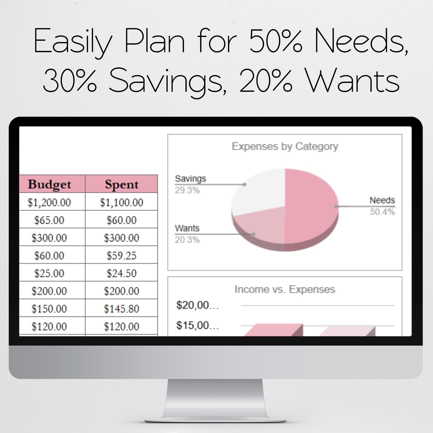 50 30 20 Budget Spreadsheet Template Google Sheets and Excel Spreadsheet