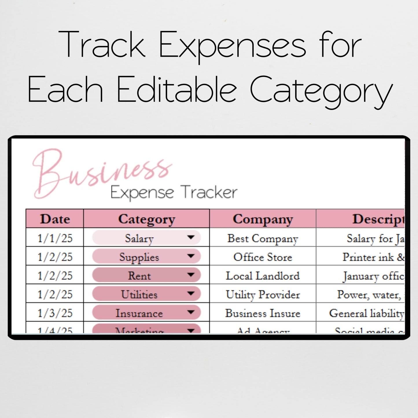 Business Expense Tracker Spreadsheet Template Google Sheets and Excel Spreadsheet