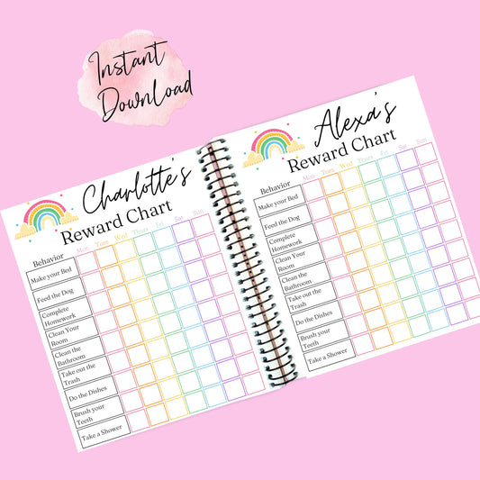 Reward Chart Canva Template - Editable and Printable Digital Download
