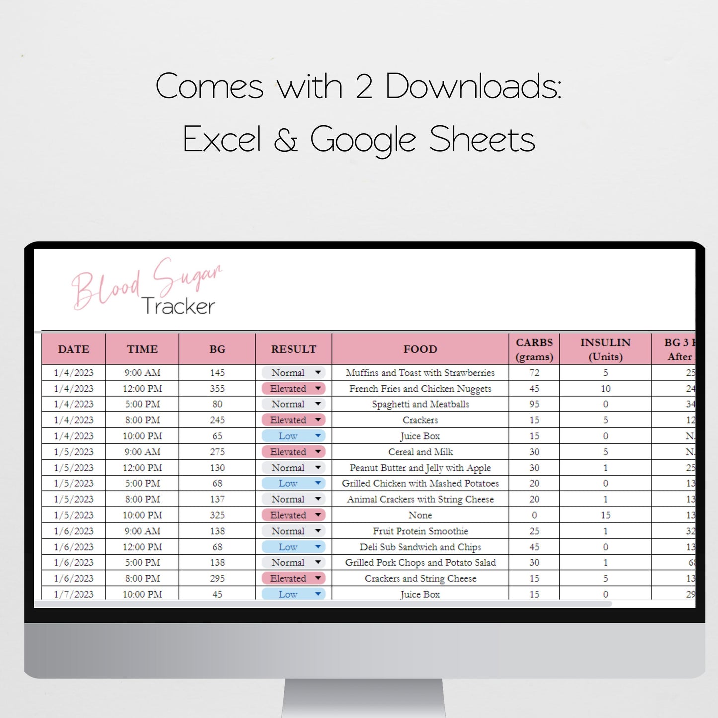 Blood Sugar Tracker Google Sheet