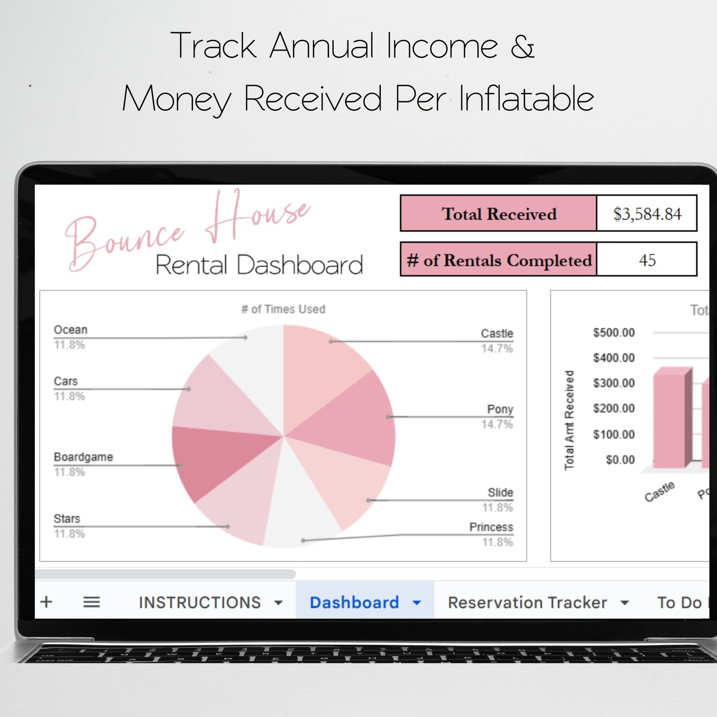 Bounce House Business Planner Template Google Sheet and Excel Spreadsheet