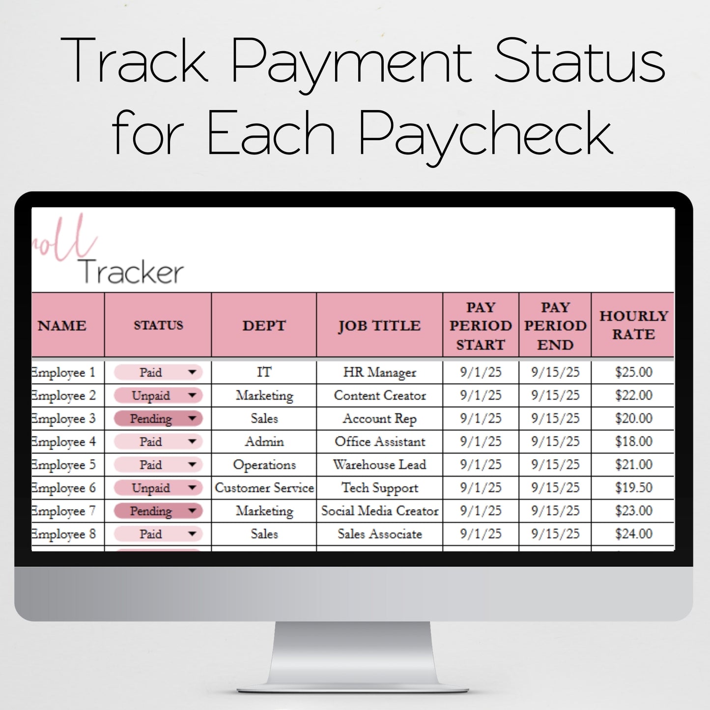 Payroll Tracker Template Google Sheets and Excel Spreadsheet