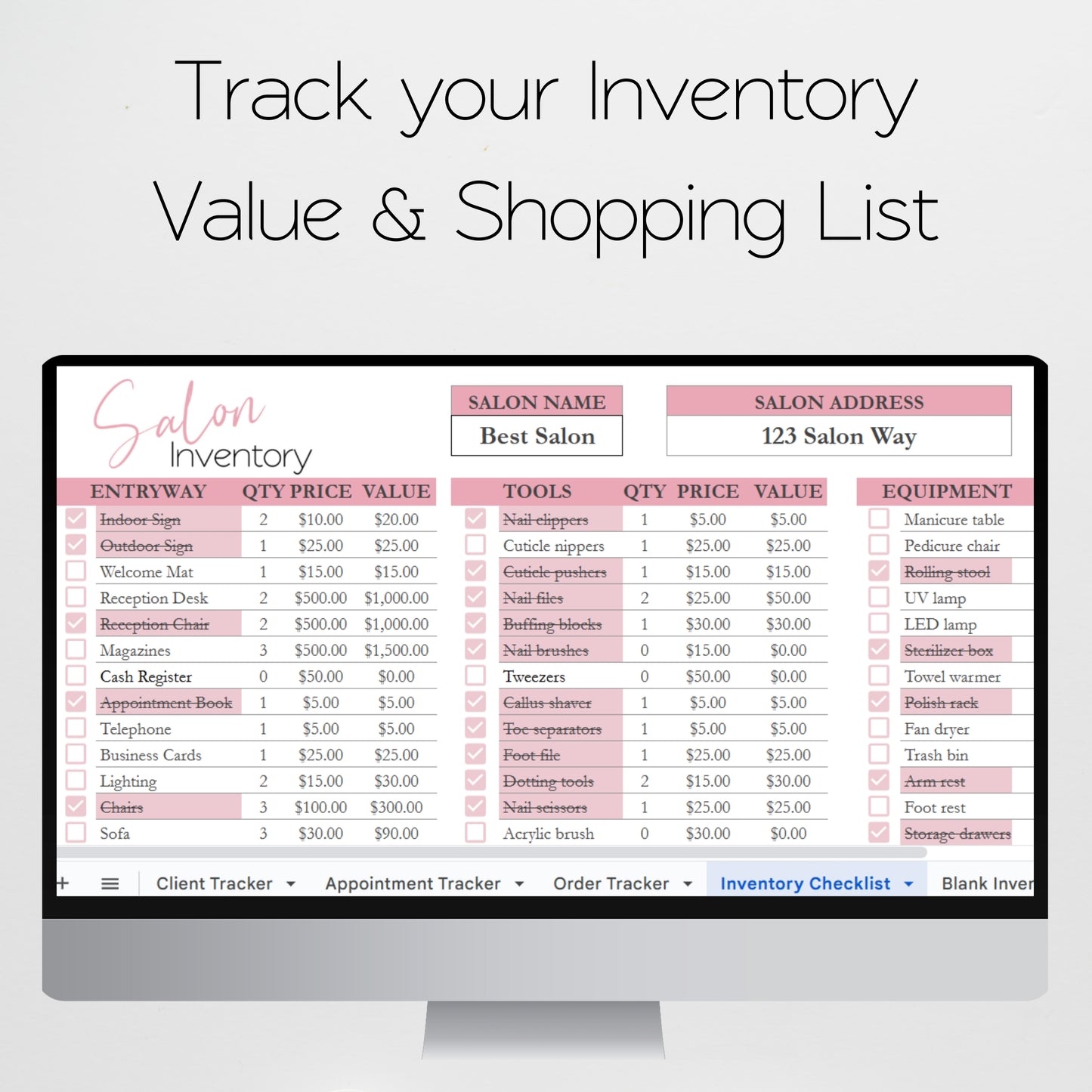 Nail Salon Business Template Bundle Google Sheet and Excel Spreadsheet