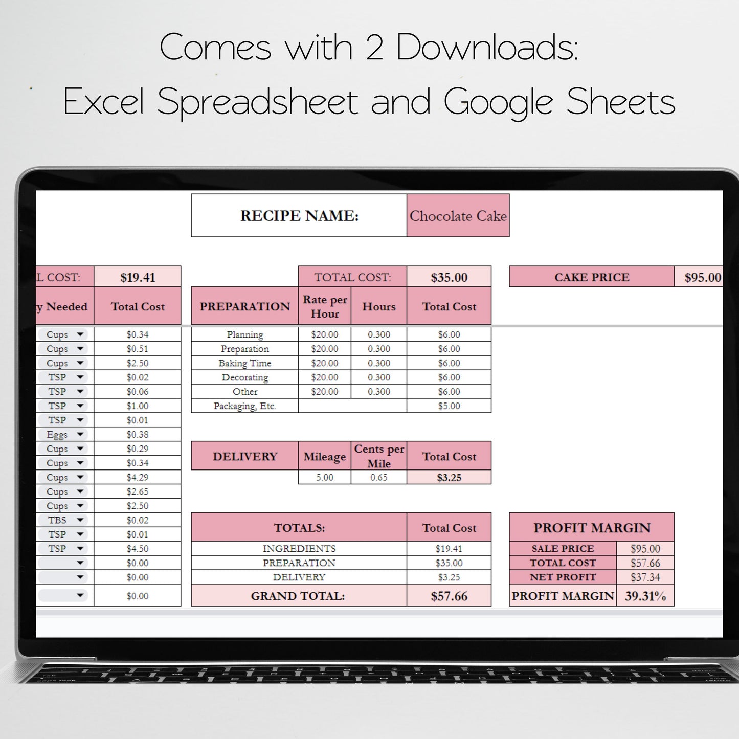 Cake Calculator Template Google Sheets and Excel Spreadsheet
