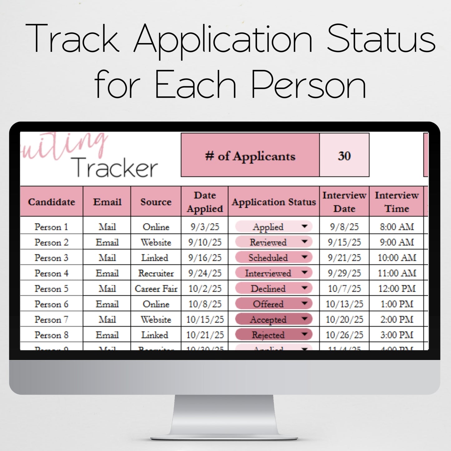 Recruiting Tracker Template Google Sheets and Excel Spreadsheet