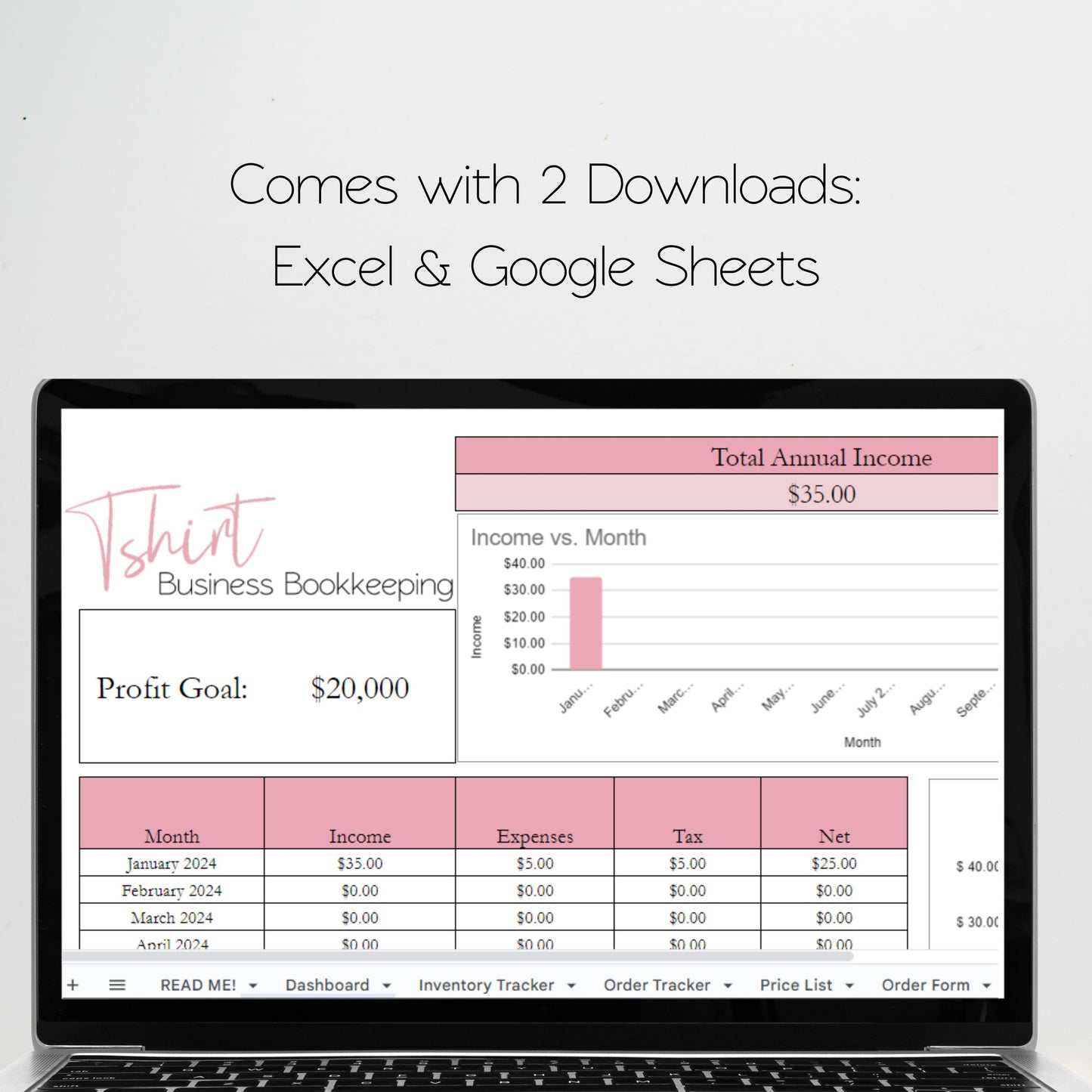 Tshirt Business Bundle Google Sheet and Excel Spreadsheet