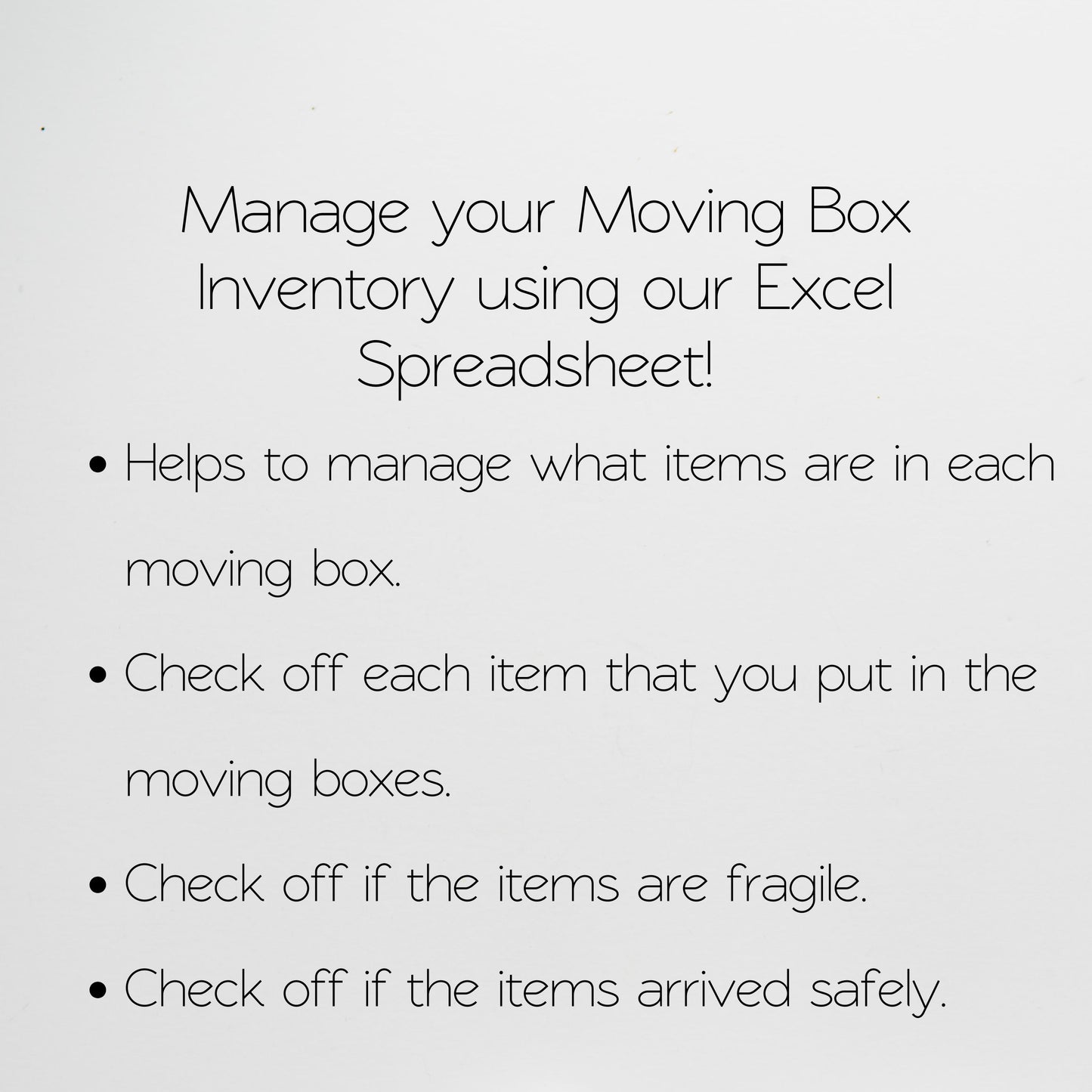 Moving Box Inventory Google Sheet and Excel Spreadsheet