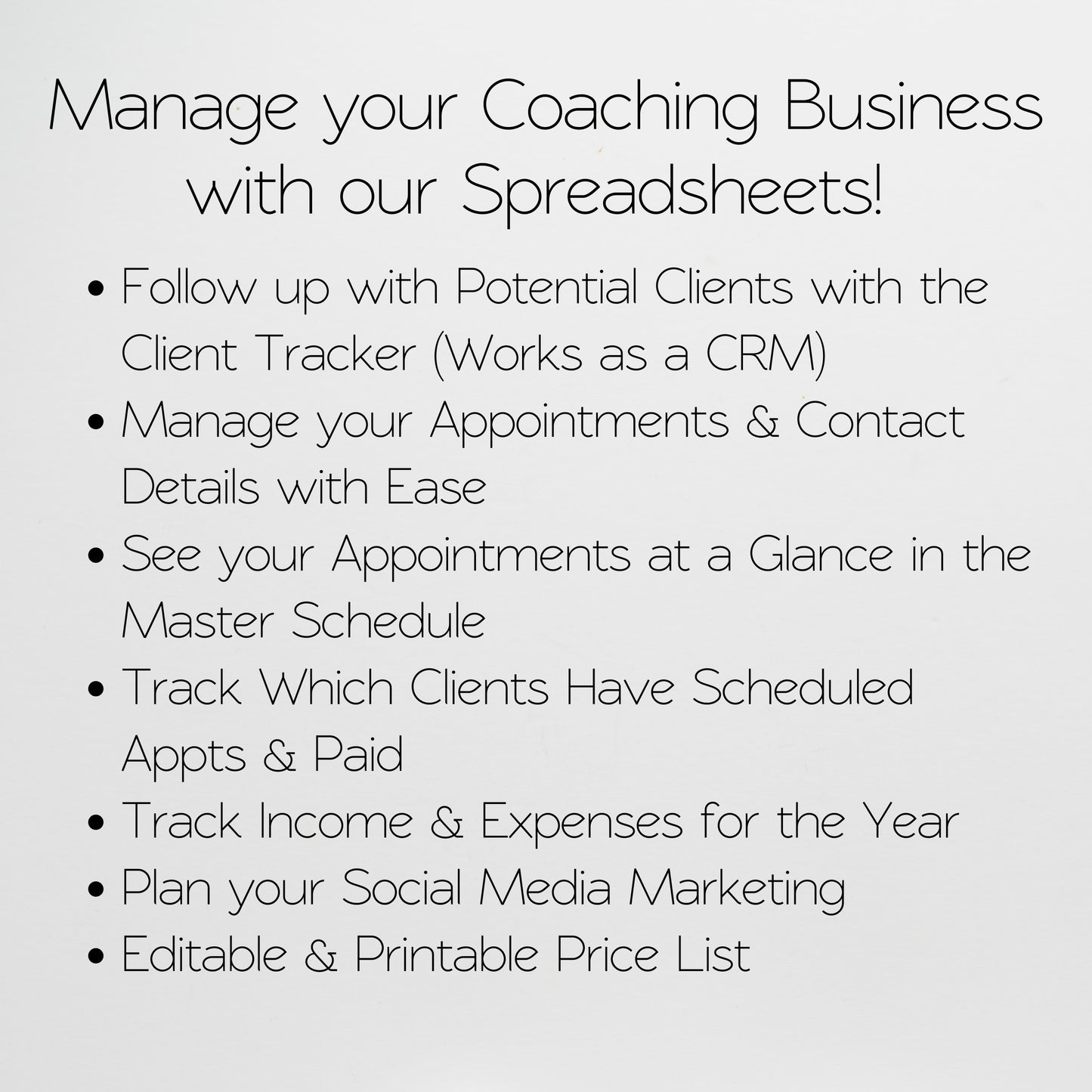Coaching Business Template Bundle Google Sheet and Excel Spreadsheet