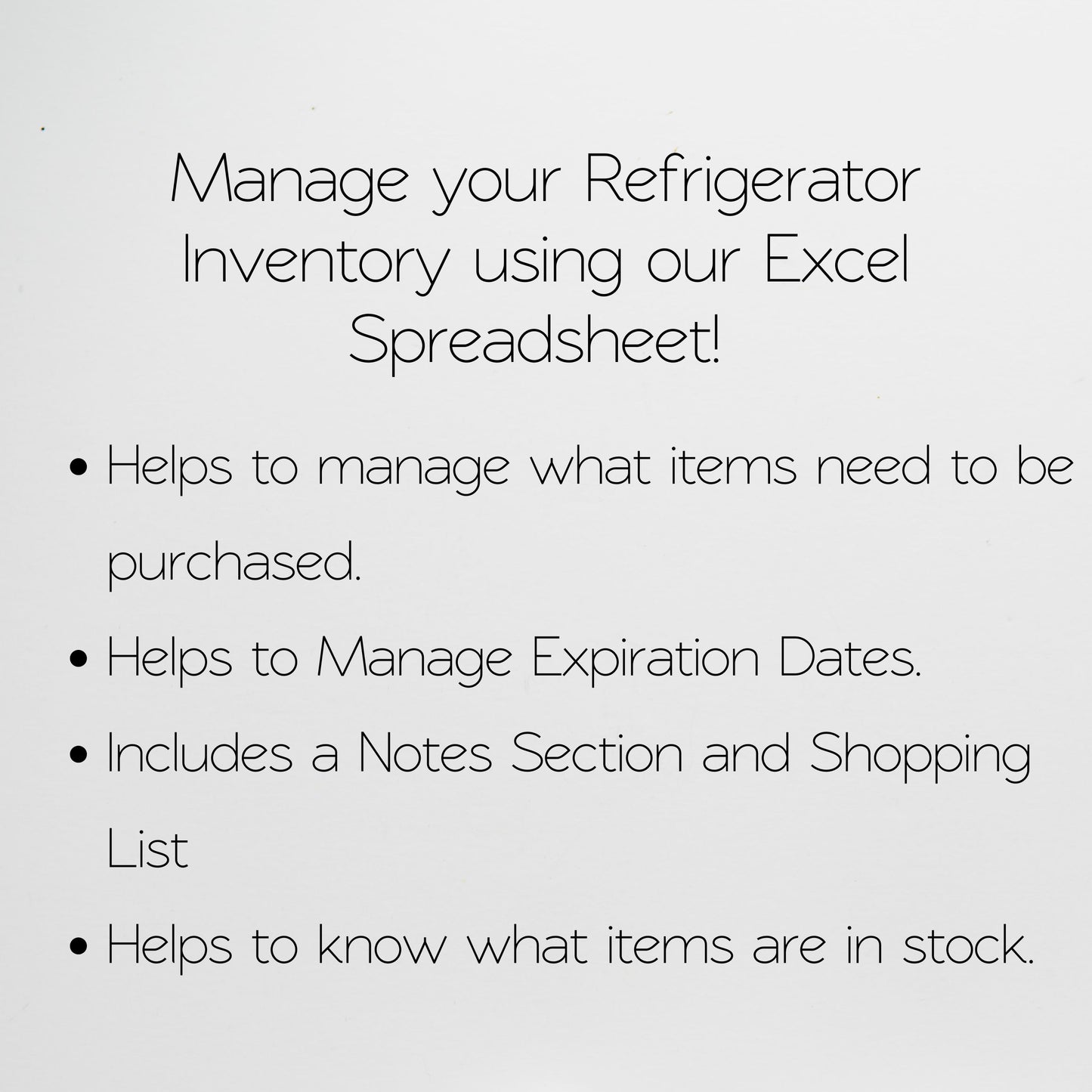 Refrigerator Inventory Google Sheet and Excel Spreadsheet