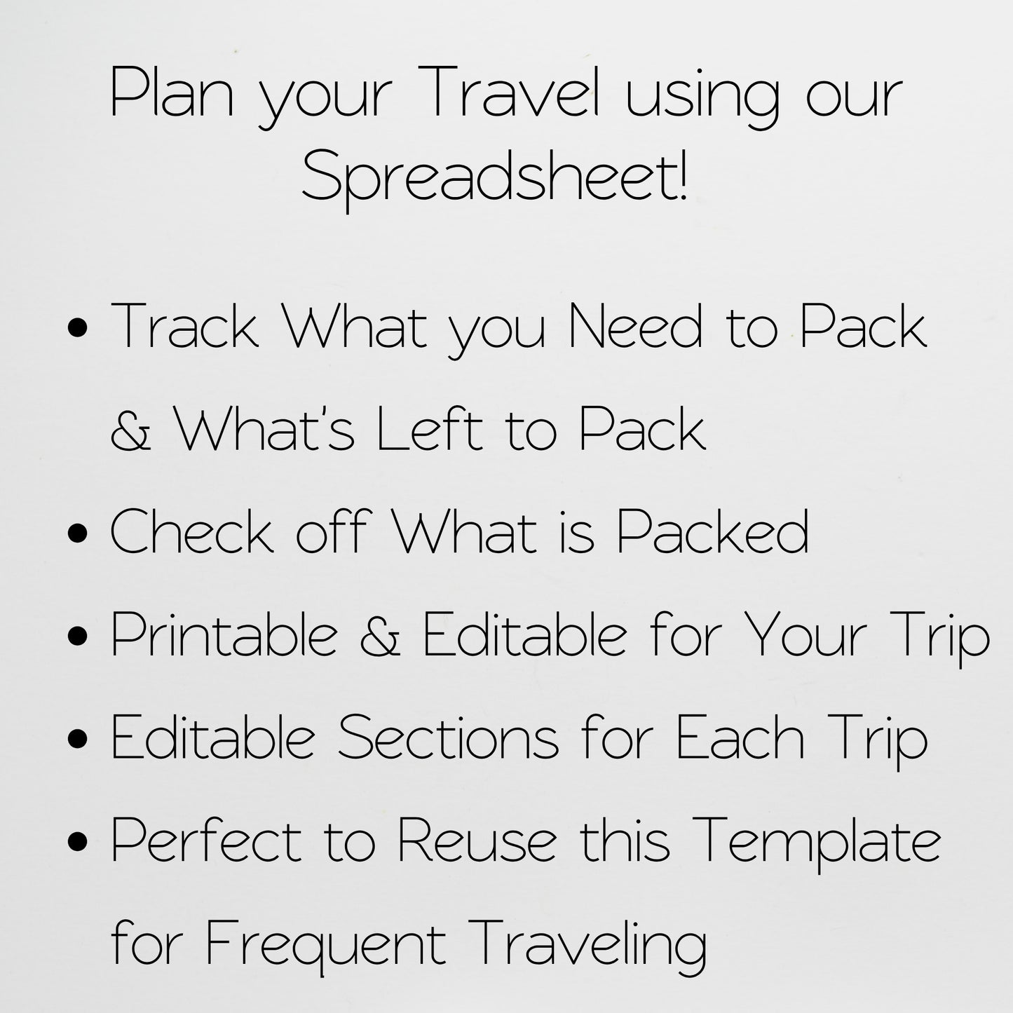 Travel Packing List Template Google Sheets and Excel Spreadsheet